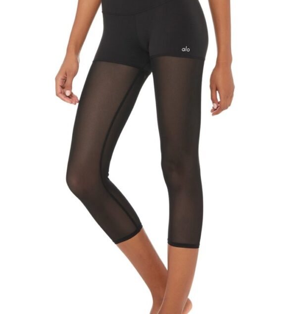 High-Waist Sheer Capri Black2